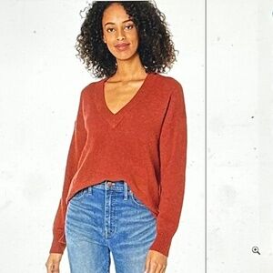 Madewell Bartlett V-neck Rust Merino Wool Alpaca Blend Size XS Pullover Sweater